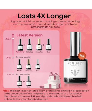 Modelones 24 Pcs Gel Nail Polish Kit - Hot Pink & Glitter Soak Off Gel Set with GlossyMatte Top & Base Coat | Perfect Nail Art Gifts - Buy Online on GoSupps.com