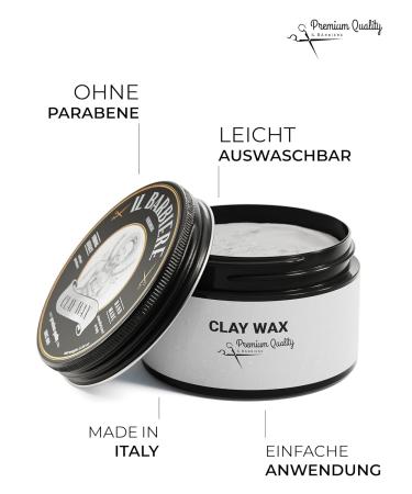 IL Barbiere Clay Wax Pomade - Water-Based Hair Wax for Men | Strong Hold Paraben & Silicone-Free - 3 Pack (3x100ml) - Buy Online on GoSupps.com