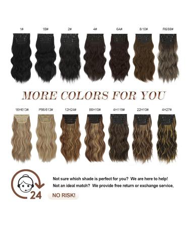 Feshfen Clip-In Hair Extensions | 4PC Synthetic Corrugated Ash Brown & Light Blonde Wavy 50cm | Women's Hair Enhancements - Buy Online on GoSupps.com