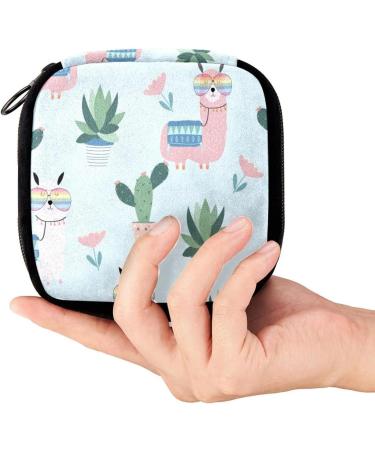 GIAPB Period Bag - Alpaca and Succulents Design | Sanitary Napkin Storage & Makeup Pouch - Buy Online on GoSupps.com