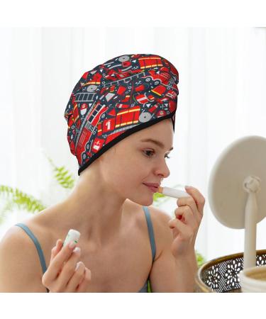 Hair Towel Wrap with Button | Quick-Dry Hair Turban & Head Towel - Fire Sign Design | Perfect for Fast Drying & Travel - Buy Online on GoSupps.com
