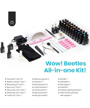 Beetles 53 Pcs Gel Nail Polish Kit with UV LED Light | World Travel Collection | Soak Off 32 Colors Christmas Manicure Set | Rainbow Falls-12 Colors - Buy Online on GoSupps.com