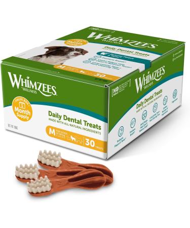 WHIMZEES Wellness Toothbrush Dog Chews for Medium Breeds - 30 Piece Month Box - Buy Online on GoSupps.com