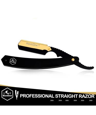 Professional Matte Black Barber Straight Razor | 10 Premium Shark Blades | Smooth Shave & Beard Lining Up - Buy Online on GoSupps.com