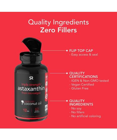 Buy Sports Research Triple Strength Astaxanthin 12mg - 60 Veggie Softgels for Optimal Health - Buy Online on GoSupps.com