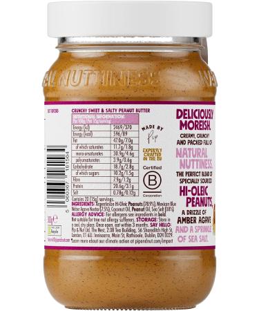 Pip & Nut - Sweet & Salty Crunchy Peanut Butter (300g) | Natural Nut Butter No Palm Oil No Added Sugar Hi-Oleic Peanuts High in Unsaturated Fats Gluten Free Vegan Dairy Free - Buy Online on GoSupps.com