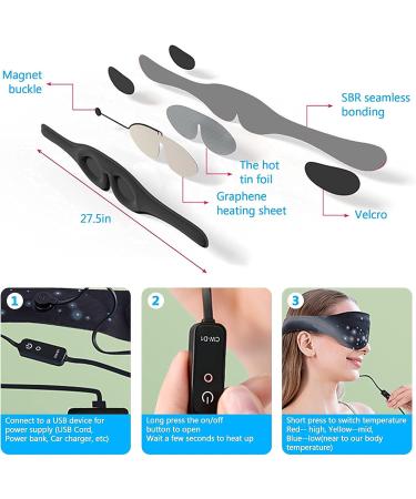 GRAPHENE TIMES Heated Eye Mask USB Hot Eye Compress for Blepharitis Dry Eyes and Dark Circles - Buy Online on GoSupps.com