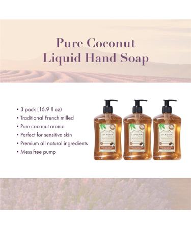 A LA MAISON Pure Coconut Liquid Hand Soap - 16.9 oz Bottle (Pack of 3) - Natural Moisturizing Triple French Milled Soap - Buy Online on GoSupps.com
