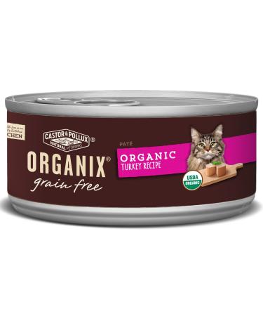 Castor & Pollux Organix Grain Free Organic Turkey Recipe All Life Stages Canned Cat Food (24) 5.5oz cans, 132 Ounce Pate Grain Free Turkey 5.5 Ounce (Pack of 24)