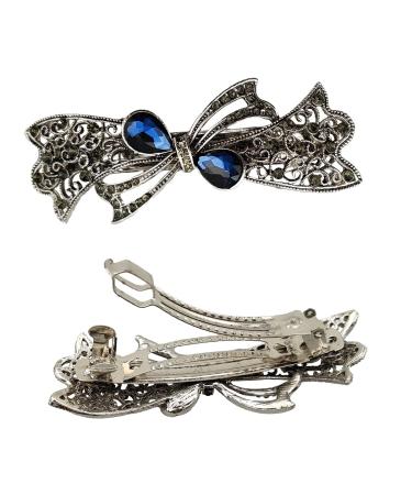 Vintage Hair Barrettes with French Clip and Sparkling Stones - Set of 4 | Elegant Hair Clips for Women - 3.5 Length | Retro Spring Hair Accessories for Styling Thick and Medium Hair - Buy Online on GoSupps.com