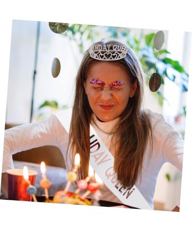 Crown Strap Set Party Tiara Girls Tiara Girl Queen Sash With Sash Girls Prom Headband Birthday Party Supplies Belts for Women Hair Ties for Women Miss Crystal Happy Birthday Cloth - Buy Online on GoSupps.com