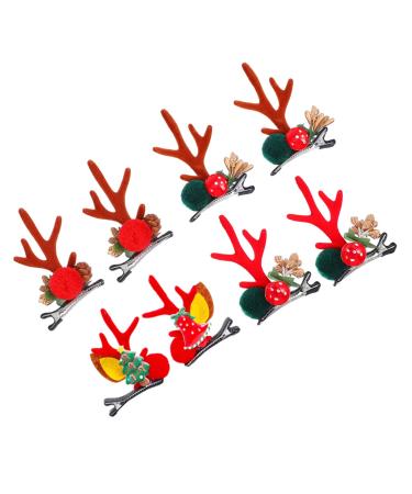DOITOOL 4 Pairs Christmas Hair Clips Xmas Hair Barrette Hair Gems for Women Animal Hair Clips Deer Antler Hairpins Animal Horns Clips Dresses for Kids Elk Elder Iron Hair Accessories