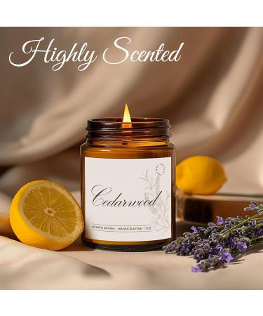 Cedarwood Scented Candles - Longlasting Aromatherapy Soy Candle Gift | Sea Salt Citrus Rose Scents | 7oz Jar for Home Relaxation & Celebrations - Buy Online on GoSupps.com