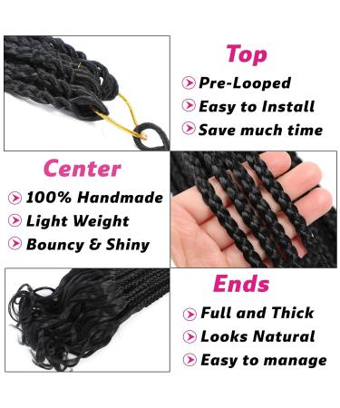 Mclisle French Curl Crochet Braids 18 Inch 7 Pack - Synthetic Pre Looped Goddess Box Braids with Curly Ends - 1B 18 Inch - Buy Online on GoSupps.com