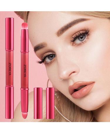 Double Ended Makeup Brush Double-Ended Round Tip Lipstick Brush Makeup Brush Tool with Lid for Liquid Cream Foundation Concealer Powder Hondony Red - Buy Online on GoSupps.com