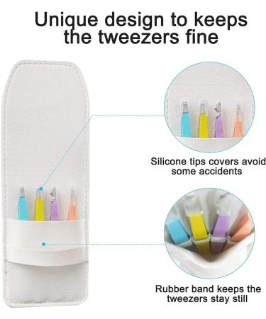 Stainless Steel Precision Tweezers Set with Leather Case - 6 Piece Ingrown Hair and Lash Extension Removal Kit for Women - Perfect Gift Idea - Buy Online on GoSupps.com
