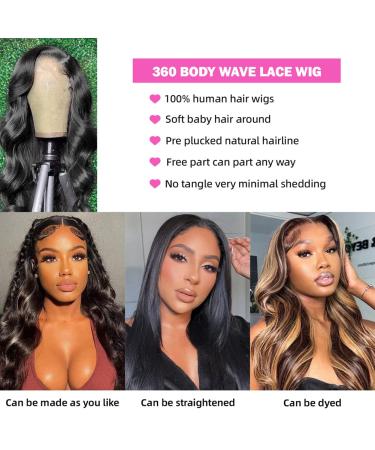 20 Inch Body Wave 360 Lace Front Human Hair Wig - Pre-Plucked, 180% Density, Transparent Full Lace, Bleached Knots - Natural Color for Black Women - Buy Online on GoSupps.com