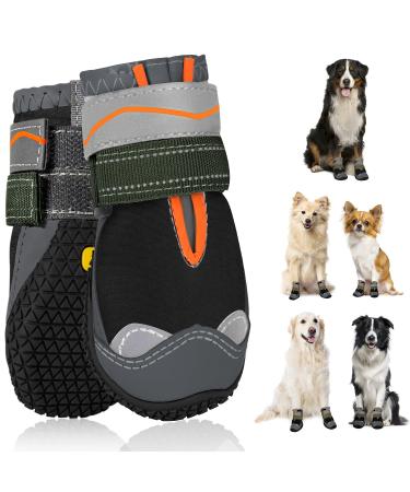 Slowton dog shoes Paw protection 2 pieces of waterproof dog shoes outdoor with non-slip sole reflective Velcro fastener dog boots for small medium-sized dogs winter (black size 7) size 7: width 7 cm h.