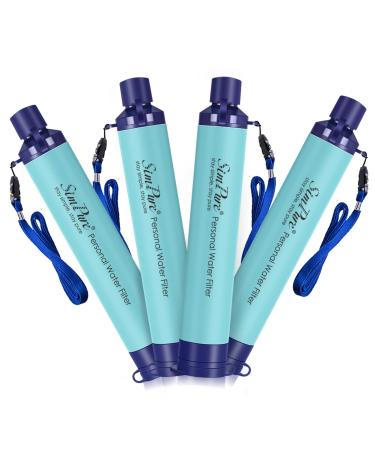 SimPure Water Filter Straw Ultralight Personal Life Water Filter Survival 0.1 Micron 4 Pack Water Purifier Straws Outdoor Survival Gear for Camping Hiking Climbing and Emergency