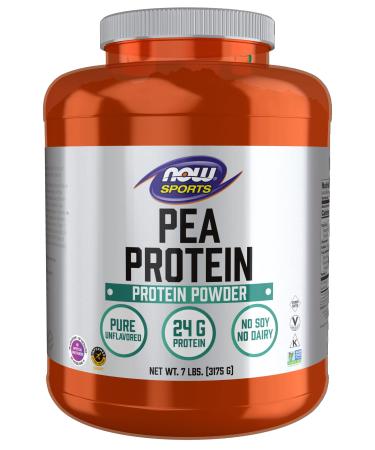 NOW Sports Nutrition, Pea Protein 24 g, Fast Absorbing, Unflavored Powder, 7-Pound Unflavored 7 Pound (Pack of 1)