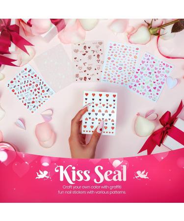 Beetles Spring Summer Nail Stickers - 6 Sheets 3D Self-Adhesive Decals for Manicure - Love Heart Kiss Red Lips Design - Nail Art Decoration for Women and Girls - Buy Online on GoSupps.com