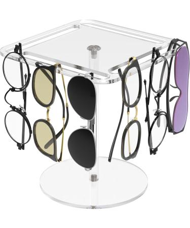 ZXHZAQ Acrylic Sunglasses Holder Stand 360 Degree Rotating Eyeglasses Display Rack Eyewear Organizer Black Single Layer Easy Install - Buy Online on GoSupps.com