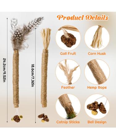 Zuimei 6 Pack Silvervine Chew Sticks Kitten Teething Toys Natural Cat Teeth Nip Cleaning Teeth Chew Catnip Toys with Bells and Feathers for Cat Teeth Cleaning Kitten Teething and Stress Release - Buy Online on GoSupps.com