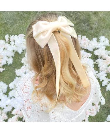 Velvet White Hair Bows Set - Elastic Hair Tie for Girls, Women, Toddlers - Ponytail Holder Accessories - Buy Online on GoSupps.com