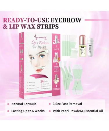 Beauty7 Eyebrow & Upper Lip Wax Strips Set - Painless Cold Wax for All Skin Types | Fast & Easy Facial Hair Removal - Buy Online on GoSupps.com