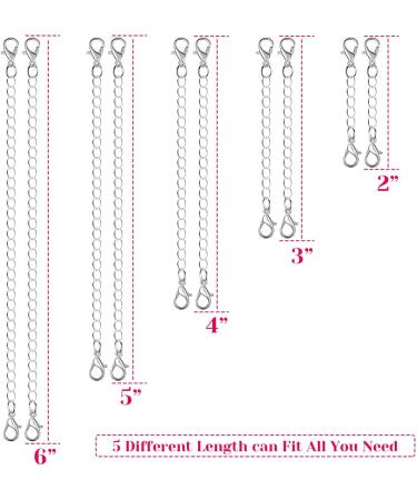 Anezus 10Pcs Necklace Extenders - Silver Bracelet Extender for Jewelry Making - Assorted Sizes - Buy Online on GoSupps.com