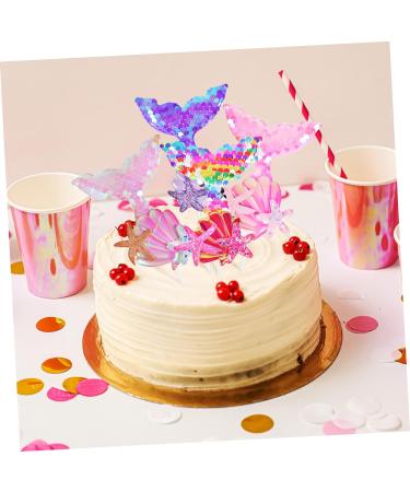 FAVOMOTO 24 Pcs Cake Decoration Girl Birthday Party Supplies Shell Cupcake Toppers Toothpick Mermaid Cake Ocean Decor Mermaid Cupcake Toppers for Girls Sea Decor Cloth Happy Birthday Flash - Buy Online on GoSupps.com