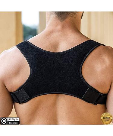POAGL Posture Corrector For Men | Universal Fit Adjustable Upper Back Brace For Clavicle To Support Neck, Back and Shoulder Pain Relief Kyphosis Straightener Spine Support (Design Patented) Black