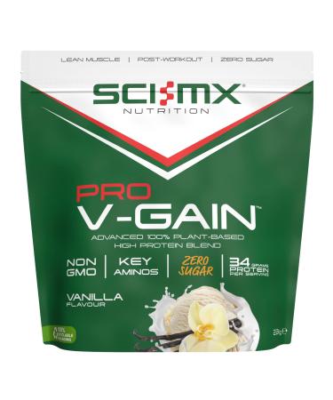 SCI-MX Pro-V Gain - 100% Vegan Vanilla Flavour Soy Protein Powder Isolate + B12 + Magnesium - Muscle Growth & Maintenance - Sugar Free Non-GMO - 2.2KG (49 servings) 34g of protein per serving Vanilla 49 Servings (Pack of 1)