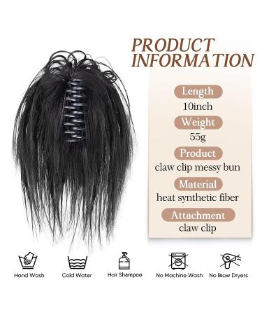 LNERATO Claw Clip Messy Bun Hairpiece - Synthetic Updo Chignon for Women, 1B Black - Buy Online on GoSupps.com