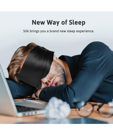SILK SLEEP MASK - Adjustable Mulberry Silk Eye Mask for Women and Men - Blackout Blindfold for Sleep, Travel, Yoga, Nap - Large Size, Black - Buy Online on GoSupps.com