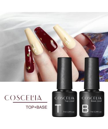 Coscelia Top and Base Coat Set 7ML Professional Semi-Permanent for Soak off Gel Nail Polish Manicure Nail Starter Kit Gel Polish Nail Art for Home and Salon Use - Buy Online on GoSupps.com