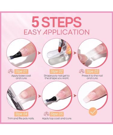Modelones Poly Nail Gel Kit - 6 Colors Builder Gels Extension Gel Kit with Slip Solution - Professional All-in-One French Pink Set - Buy Online on GoSupps.com