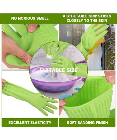 COMNICO 15 Extra Long Rubber Cleaning Gloves - Waterproof, Non-Slip, Reusable for Kitchen & Bathroom - Grippy Latex Supplies - 1 Pair (Green) - Buy Online on GoSupps.com