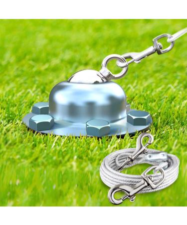 360 Swivel Dog Tie Out Cable and Stake - Heavy Dog Yard Stake Rust Proof Dog Tether Holds 1000Lbs of Pull Force - 30ft Dog Runner Cable for Yard Camping Outdoor dog stake with 30ft tie out cable