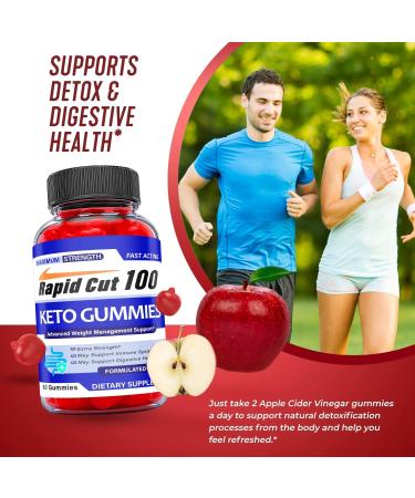 Rapid Cut 100 Keto Gummies - 3 Pack Vegan Formula with ACV, Vitamin B12 - 180 Gummies - Buy Online on GoSupps.com