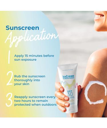 IceCream Broad Spectrum SPF 30 Sunscreen Lotion Body & Face Lotion Sunblock Moisturizer with SPF Water & Sweat-Resistant for 80 Minutes Reef-Friendly & Cruelty-Free 6oz (177ml) - Vanilla Vanilla 6 Fl Oz (Pack of 1) - Buy Online on GoSupps.com