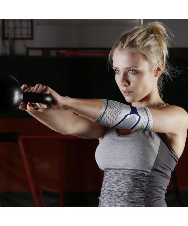 GIRYES Elbow Support Sleeve - Compression Arm Sleeve for Tennis & Golfer's Elbow - Joint Pain Relief - Moisture Wicking - Non-Slip Design - L Grey (2 Pieces) - Buy Online on GoSupps.com
