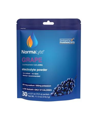 NormaLyte Grape - Electrolyte Powder Packets | Clinically Studied Electrolyte Drink Mix | 30 Count Effective Hydration Sticks 0.37 Ounce (Pack of 30)