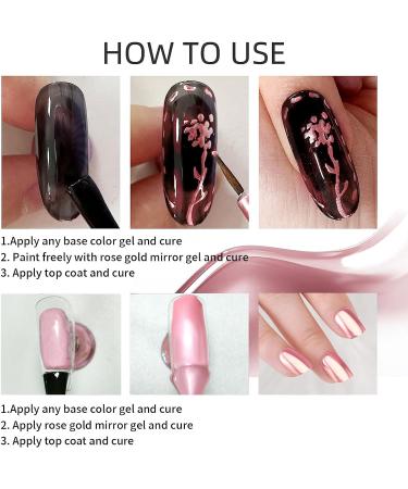 U-Shinein Metallic Painting Gel - Rose Golden 15ml 0.5oz | Nail Art Liner Kit with Strong Reflection | UV Nail Gel for Stunning Metallic Designs - Buy Online on GoSupps.com