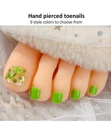 AJTUTUS French Tips Press on Toenails Fashionable Short Square Toe Stick on Colorful False Toe s for Women and Girls - Buy Online on GoSupps.com