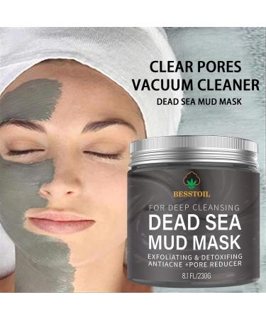 Besstoil Dead Sea Mud Mask for Face and Body Natural & Vegan Cruelty-Free Cosmetic - Mineral-Rich Hydrates Detoxifies & Deeply Cleanses Skin for Men & Women 230g - Buy Online on GoSupps.com