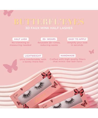 Lilly Lashes Butterfl Eyes Faux Mink Half Lashes - Natural Look Easy to Apply Reusable 20x Sassy Round Style 13mm - Buy Online on GoSupps.com