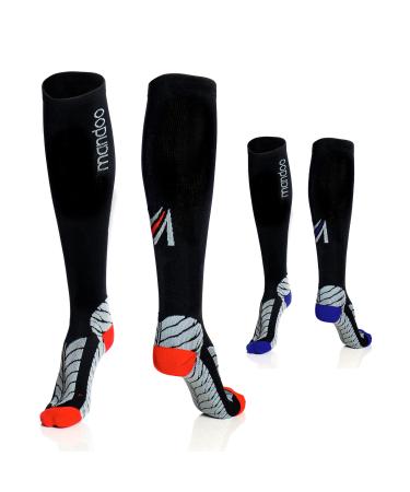 Mandoo Premium compression stockings (unisex) for a pleasant wearing comfort-medical compression socks for sports after operations for longer flight-high-quality support stockings L // EU 43-47 // UK 9.5-12.5 black