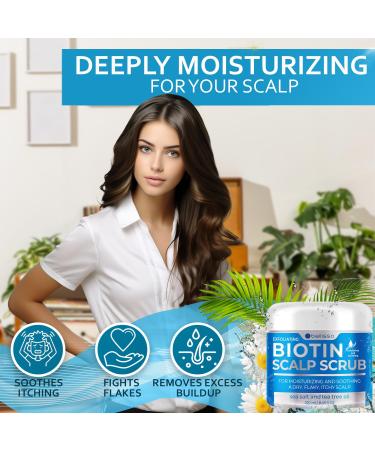 Biotin Scalp Scrub | Exfoliator for Dry Hair & Itchy Scalps | Anti-Dandruff Treatment with Tea Tree Oil | Intense Moisturizer & Detox Cleanser - Buy Online on GoSupps.com
