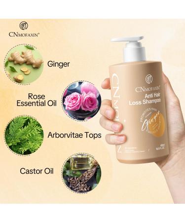 Anti Hair Loss Shampoo - Nourishing Ginger Hair Growth Treatment for Men & Women | Volumizing Regrowth with Herbal Essences Rose & Castor Oil - 16.8 fl. oz - Buy Online on GoSupps.com